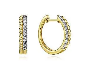Earrings GABRIEL CO 14K Yellow Gold Bujukan Pave 10mm Diamond Huggie Earrings