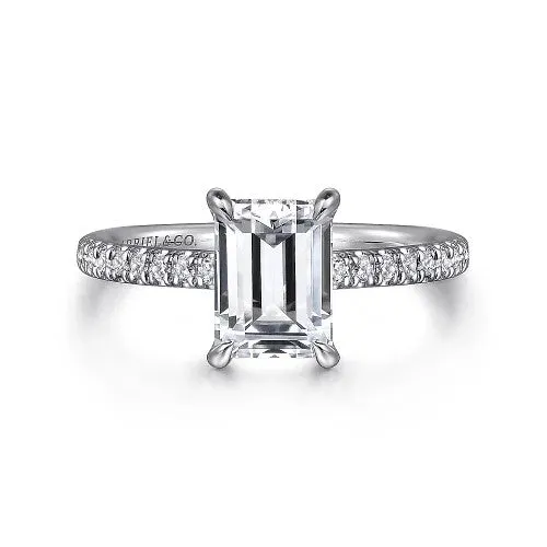 Franka 14K White Gold Emerald Cut Diamond Engagement Ring Setting Only GABRIEL CO Rings Franka 14K White Gold Emerald Cut Diamond Engagement Ring Setting Only GABRIEL CO Rings