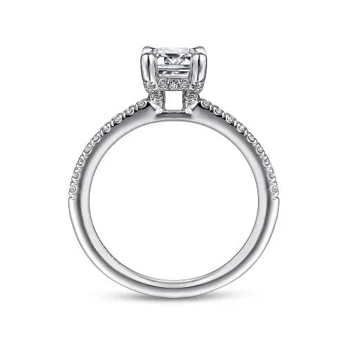 Franka 14K White Gold Emerald Cut Diamond Engagement Ring Setting Only GABRIEL CO Rings