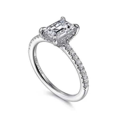 Franka 14K White Gold Emerald Cut Diamond Engagement Ring Setting Only GABRIEL CO Rings