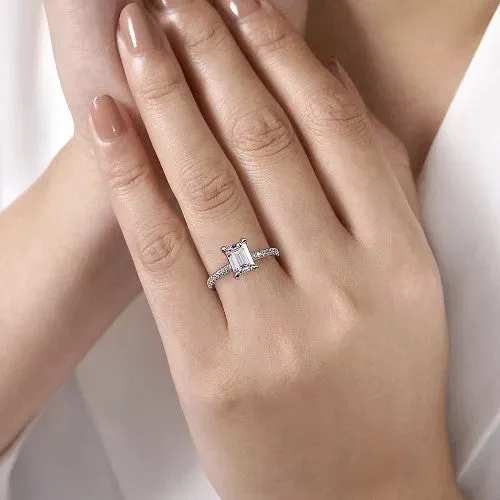 Franka 14K White Gold Emerald Cut Diamond Engagement Ring Setting Only GABRIEL CO Rings