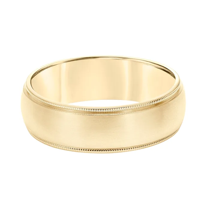 FREDERICK GOLDMAN Rings Yellow Gold 7mm Mens Wedding Band