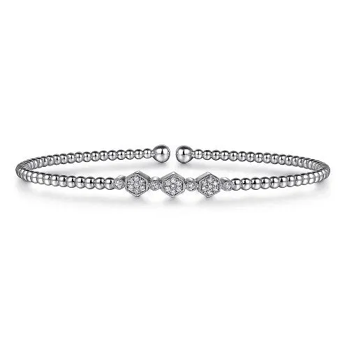 GABRIEL CO Bracelets 14K White Gold Bujukan Bead and Hexagon 013cttw Cluster Diamond Bangle GABRIEL CO Bracelets 14K White Gold Bujukan Bead and Hexagon 013cttw Cluster Diamond Bangle