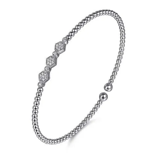 GABRIEL CO Bracelets 14K White Gold Bujukan Bead and Hexagon 013cttw Cluster Diamond Bangle GABRIEL CO Bracelets 14K White Gold Bujukan Bead and Hexagon 013cttw Cluster Diamond Bangle