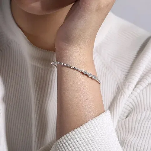 GABRIEL CO Bracelets 14K White Gold Bujukan Bead and Hexagon 013cttw Cluster Diamond Bangle GABRIEL CO Bracelets 14K White Gold Bujukan Bead and Hexagon 013cttw Cluster Diamond Bangle