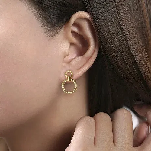 GABRIEL CO Earrings 14K Yellow Gold Graduating Bujukan Ball Circle Drop Earrings GABRIEL CO Earrings 14K Yellow Gold Graduating Bujukan Ball Circle Drop Earrings