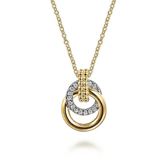 GABRIEL CO Necklaces 14K White Yellow Gold Bujukan Diamond Pendant Necklace GABRIEL CO Necklaces 14K White Yellow Gold Bujukan Diamond Pendant Necklace
