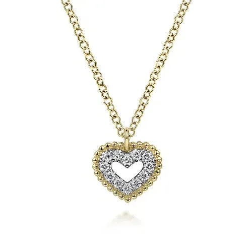GABRIEL CO Necklaces 14K Yellow Gold Bujukan Diamond Pave Heart Pendant Necklace GABRIEL CO Necklaces 14K Yellow Gold Bujukan Diamond Pave Heart Pendant Necklace