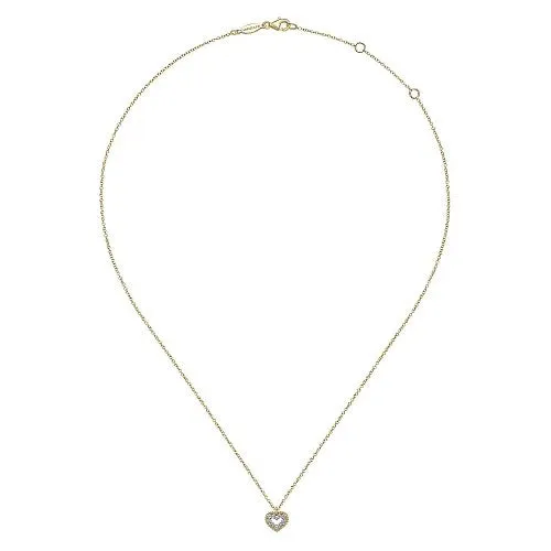 GABRIEL CO Necklaces 14K Yellow Gold Bujukan Diamond Pave Heart Pendant Necklace GABRIEL CO Necklaces 14K Yellow Gold Bujukan Diamond Pave Heart Pendant Necklace