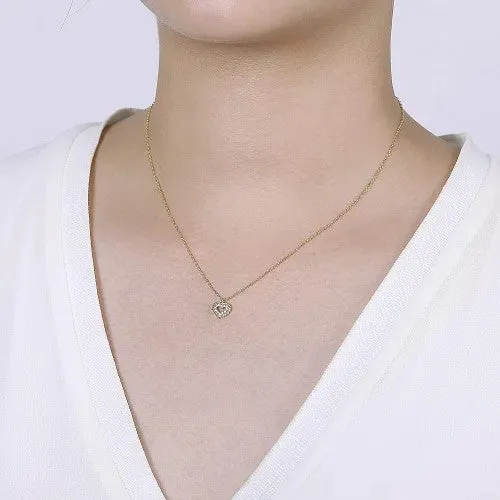 GABRIEL CO Necklaces 14K Yellow Gold Bujukan Diamond Pave Heart Pendant Necklace GABRIEL CO Necklaces 14K Yellow Gold Bujukan Diamond Pave Heart Pendant Necklace