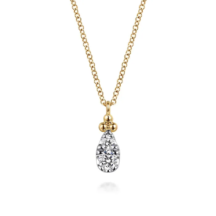 GABRIEL CO Necklaces 14K Yellow Gold Diamond Bujukan Teardrop Pendant Necklace GABRIEL CO Necklaces 14K Yellow Gold Diamond Bujukan Teardrop Pendant Necklace