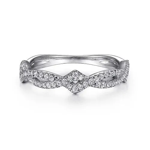 GABRIEL CO Rings 14K White Gold Twisted Diamond Stackable Ring