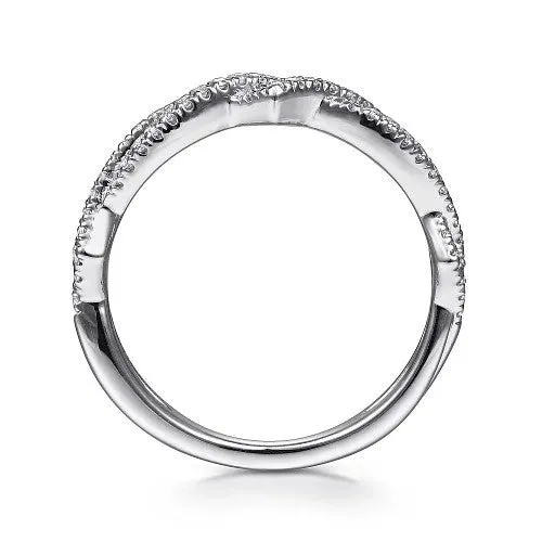 GABRIEL CO Rings 14K White Gold Twisted Diamond Stackable Ring