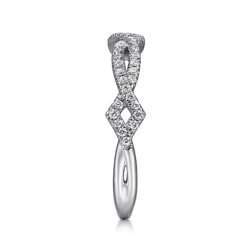 GABRIEL CO Rings 14K White Gold Twisted Diamond Stackable Ring