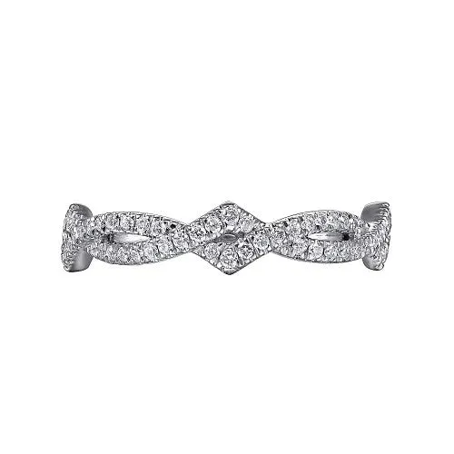 GABRIEL CO Rings 14K White Gold Twisted Diamond Stackable Ring