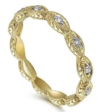 GABRIEL CO Rings 14K Yellow Gold Diamond Bujukan Marquise Station Ring