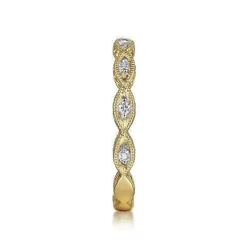 GABRIEL CO Rings 14K Yellow Gold Diamond Bujukan Marquise Station Ring