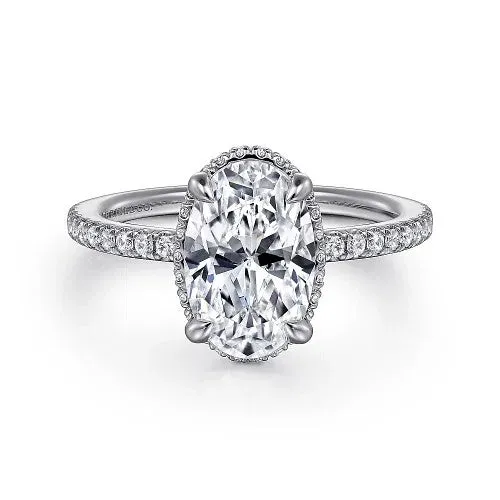 GABRIEL CO Rings Allesia 14K White Gold Oval Cut Hidden Halo Diamond Engagement Ring Setting Only GABRIEL CO Rings Allesia 14K White Gold Oval Cut Hidden Halo Diamond Engagement Ring Setting Only