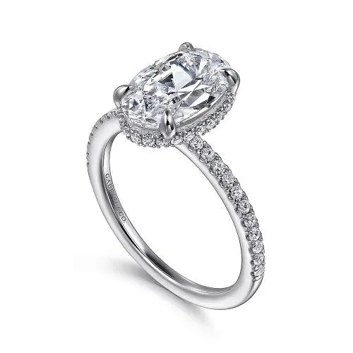 GABRIEL CO Rings Allesia 14K White Gold Oval Cut Hidden Halo Diamond Engagement Ring Setting Only GABRIEL CO Rings Allesia 14K White Gold Oval Cut Hidden Halo Diamond Engagement Ring Setting Only