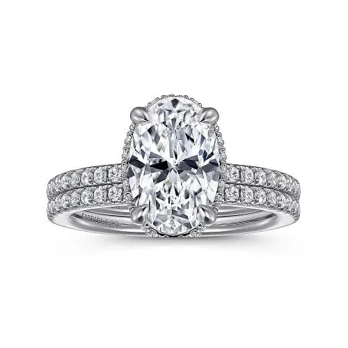 GABRIEL CO Rings Allesia 14K White Gold Oval Cut Hidden Halo Diamond Engagement Ring Setting Only GABRIEL CO Rings Allesia 14K White Gold Oval Cut Hidden Halo Diamond Engagement Ring Setting Only