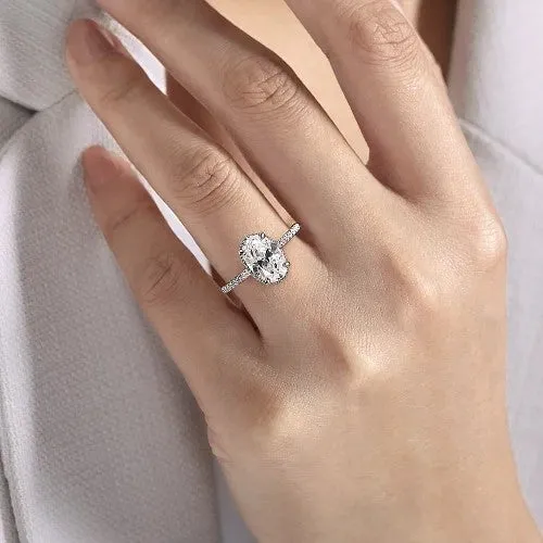 GABRIEL CO Rings Allesia 14K White Gold Oval Cut Hidden Halo Diamond Engagement Ring Setting Only GABRIEL CO Rings Allesia 14K White Gold Oval Cut Hidden Halo Diamond Engagement Ring Setting Only