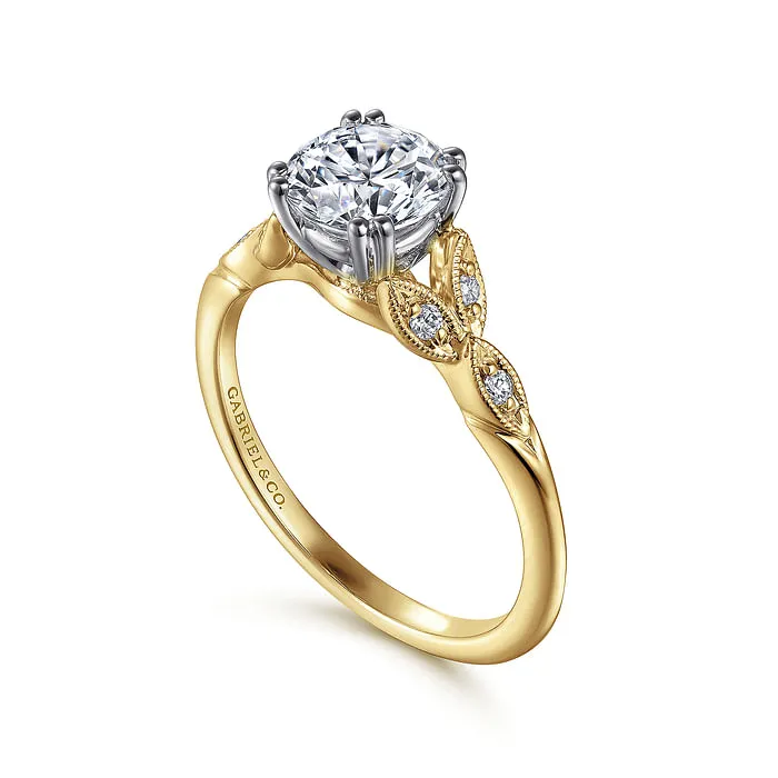 GABRIEL CO Rings Celia 14K WhiteYellow Gold Round Diamond Engagement Ring setting only GABRIEL CO Rings Celia 14K WhiteYellow Gold Round Diamond Engagement Ring setting only