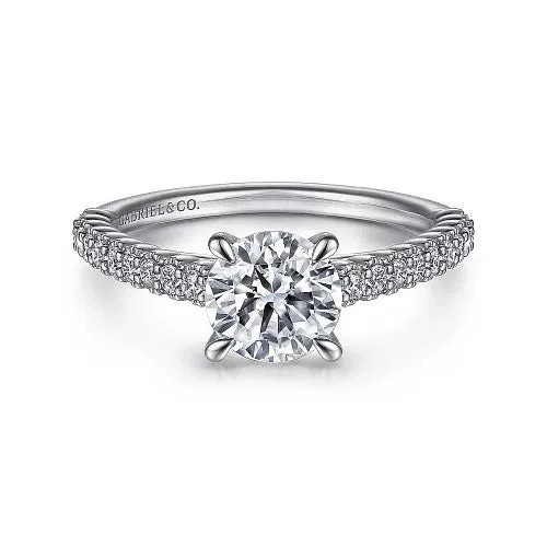GABRIEL CO Rings Emberlyn 14K White Gold Round Diamond Engagement Ring Setting Only GABRIEL CO Rings Emberlyn 14K White Gold Round Diamond Engagement Ring Setting Only