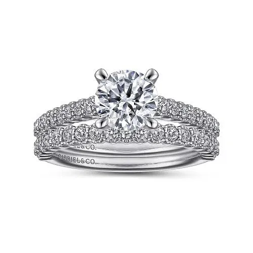GABRIEL CO Rings Emberlyn 14K White Gold Round Diamond Engagement Ring Setting Only GABRIEL CO Rings Emberlyn 14K White Gold Round Diamond Engagement Ring Setting Only