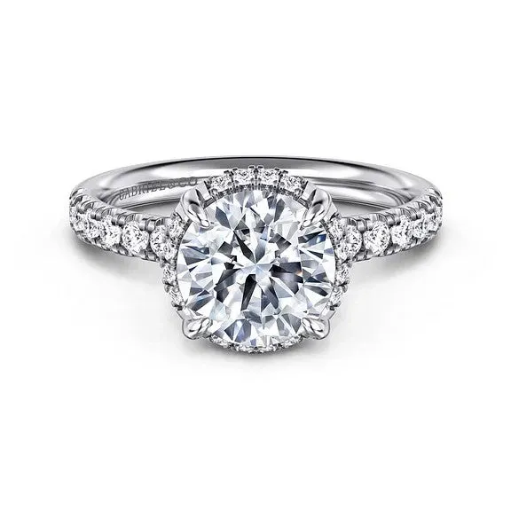 GABRIEL CO Rings Talisa 14K White Gold Round Hidden Halo Diamond Engagement Ring Setting Only GABRIEL CO Rings Talisa 14K White Gold Round Hidden Halo Diamond Engagement Ring Setting Only