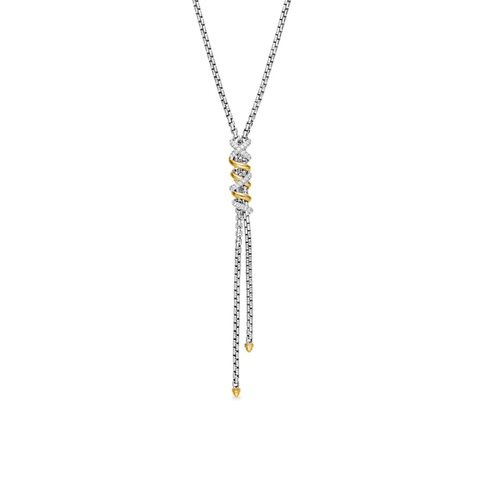 Helena Y Necklace in Sterling Silver with 18K Yellow Gold with Diamonds David Yurman Necklaces Helena Y Necklace in Sterling Silver with 18K Yellow Gold with Diamonds David Yurman Necklaces