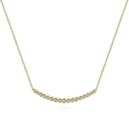 Necklaces GABRIEL CO 14K Yellow Gold Curved Diamond Bar Necklace