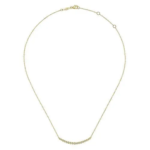 Necklaces GABRIEL CO 14K Yellow Gold Curved Diamond Bar Necklace
