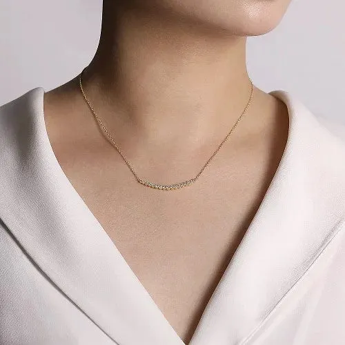 Necklaces GABRIEL CO 14K Yellow Gold Curved Diamond Bar Necklace
