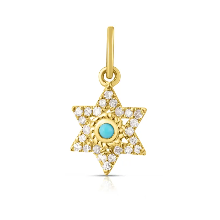 Necklaces NicoleHD Jewelry Pav Diamond And Turquoise Star of David Charm