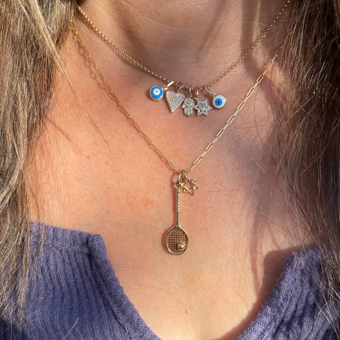 Necklaces NicoleHD Jewelry Pav Diamond And Turquoise Star of David Charm