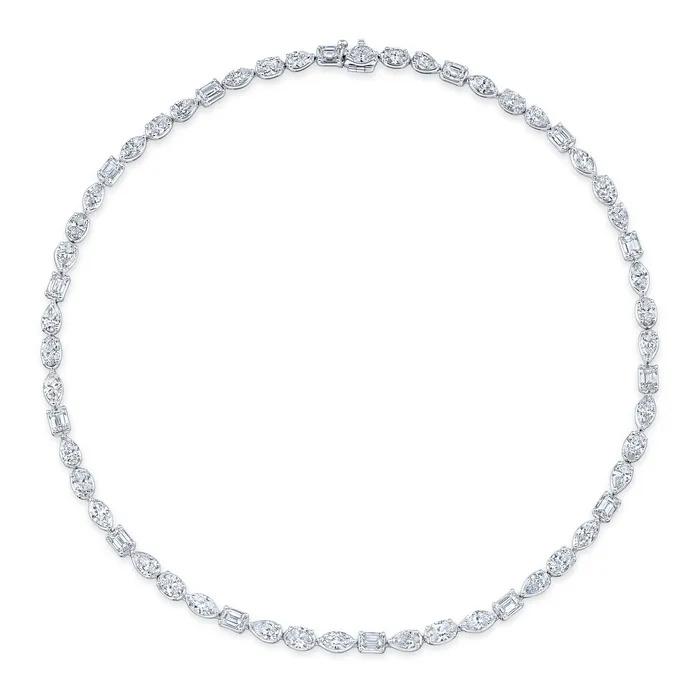 Necklaces Rahaminov Diamonds Mixed Shape Diamond Tennis Necklace