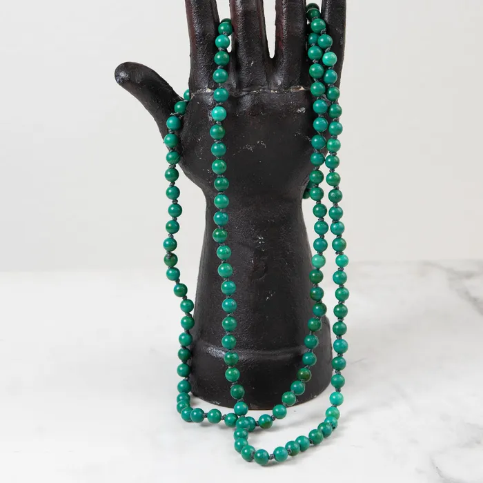 Necklaces River Song River Song Double Length Deep Green Persian Turquoise Necklace