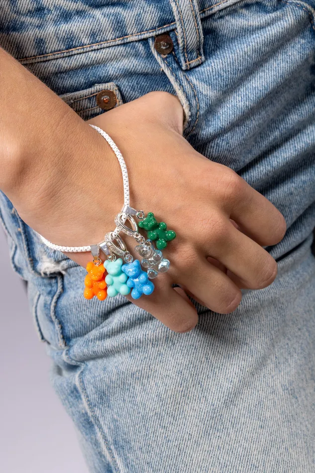 Nostalgia bear Pave connector Silver plated Lagoon Crystal Haze Jewelry Rings