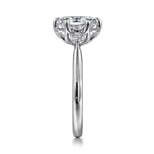 Rings GABRIEL CO Blaise 14K White Gold Oval Three Stone Diamond Engagement Ring Setting Only Rings GABRIEL CO Blaise 14K White Gold Oval Three Stone Diamond Engagement Ring Setting Only