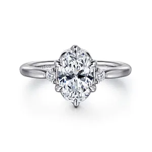 Rings GABRIEL CO Blaise 14K White Gold Oval Three Stone Diamond Engagement Ring Setting Only Rings GABRIEL CO Blaise 14K White Gold Oval Three Stone Diamond Engagement Ring Setting Only