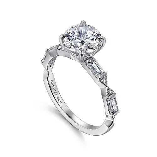 Rings GABRIEL CO Dariella 14K White Gold Round Diamond Engagement Ring Setting Only Rings GABRIEL CO Dariella 14K White Gold Round Diamond Engagement Ring Setting Only