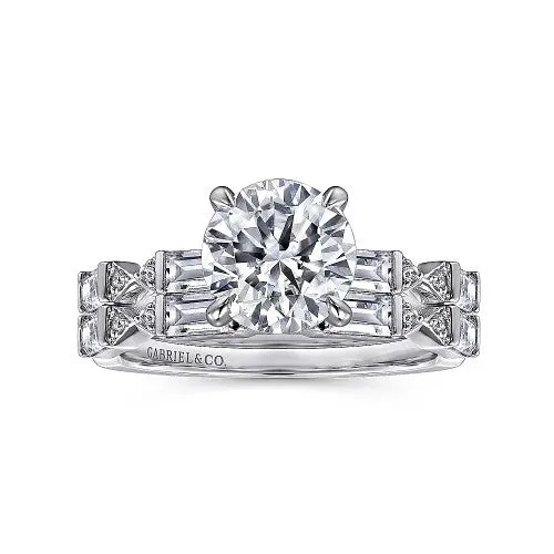 Rings GABRIEL CO Dariella 14K White Gold Round Diamond Engagement Ring Setting Only Rings GABRIEL CO Dariella 14K White Gold Round Diamond Engagement Ring Setting Only
