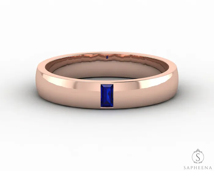 Rings Mariana 35mm Mens Blue Sapphire Baguette Wedding Band Sapheena Jewelry