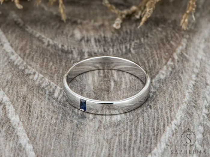 Rings Mariana 35mm Mens Blue Sapphire Baguette Wedding Band Sapheena Jewelry