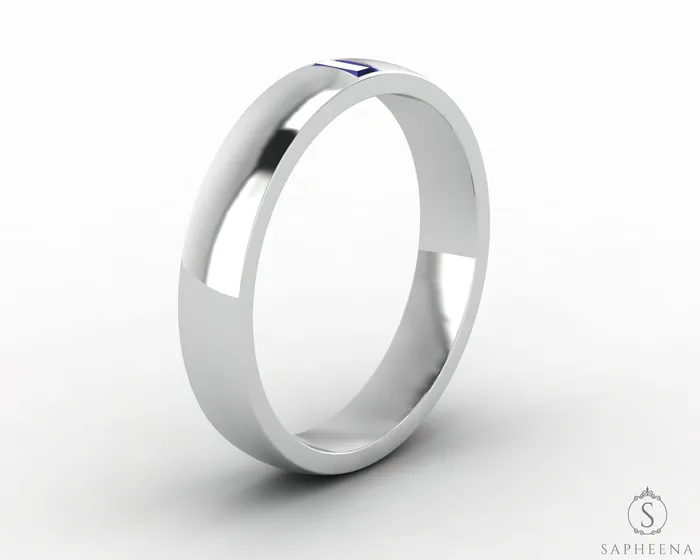 Rings Mariana 35mm Mens Blue Sapphire Baguette Wedding Band Sapheena Jewelry