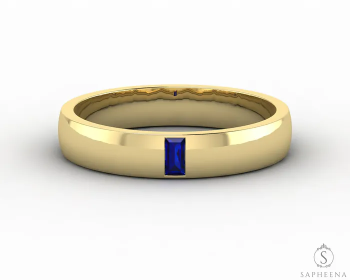Rings Mariana 35mm Mens Blue Sapphire Baguette Wedding Band Sapheena Jewelry