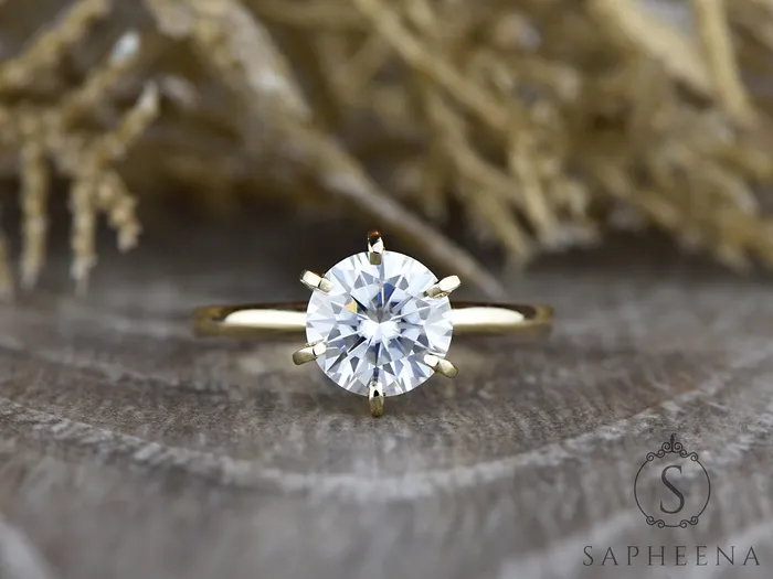 Sapheena Jewelry Rings Vega 20 Ct Solitaire Round Cut Engagement Ring