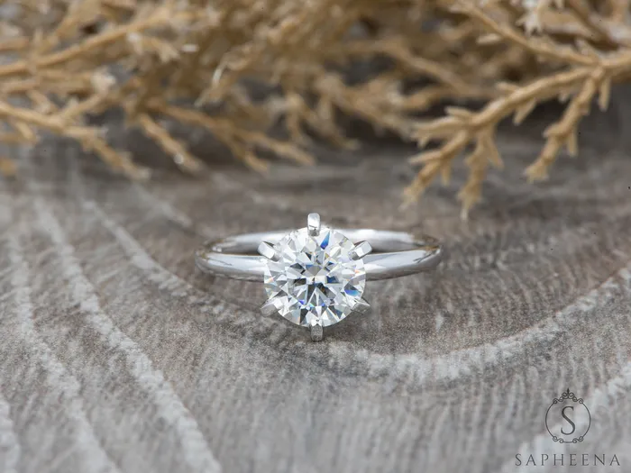Sapheena Jewelry Rings Vega 20 Ct Solitaire Round Cut Engagement Ring