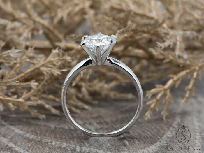 Sapheena Jewelry Rings Vega 20 Ct Solitaire Round Cut Engagement Ring