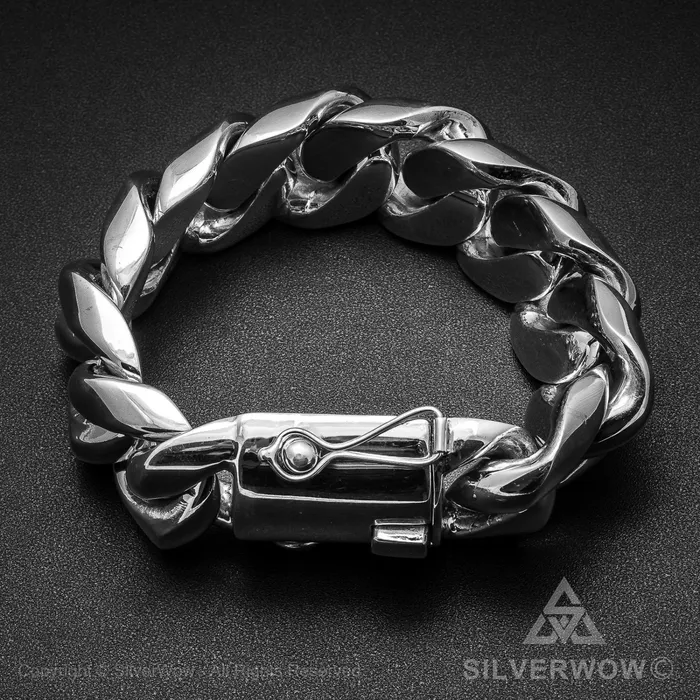 silverwow Bracelets Cuban Link Bracelet x 30mm Wide